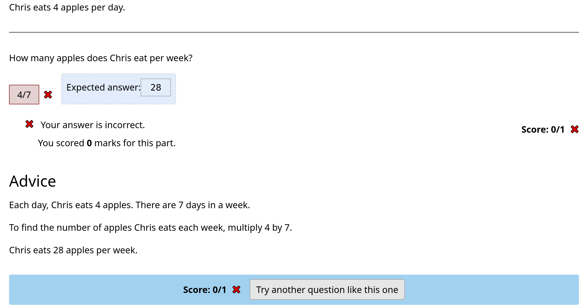 The question, after the student has submitted an answer and then revealed
