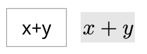 The mathematical expression input method as it appears to the student: a text input box with a LaTeX rendering to the right.