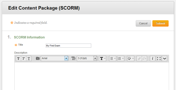 Editing a SCORM package on Blackboard.