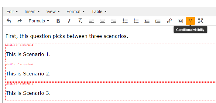 The conditional visibility button on the toolbar of the content editor