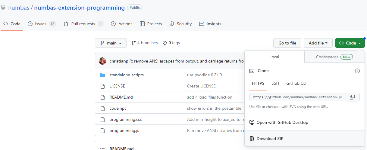 Downloading a zip of an extension from GitHub via the drop-down beside 'Code' and clicking 'Download Zip'.