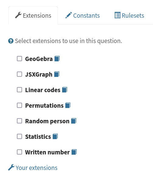 The list of available extensions.