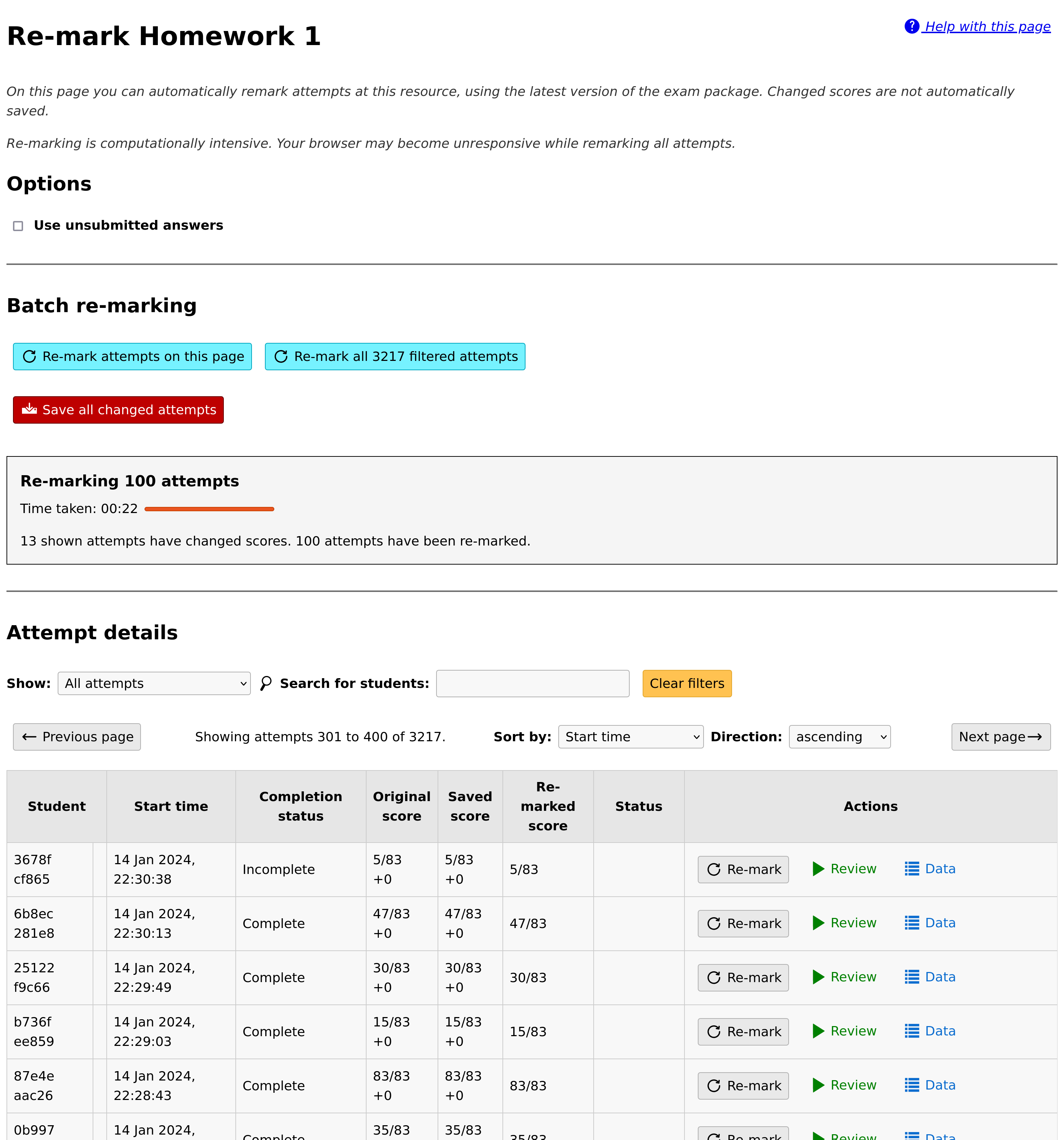 The re-mark resource view.